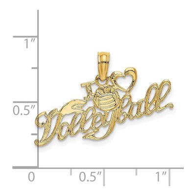 14K Yellow Gold I Heart Volleyball Charm – view 4