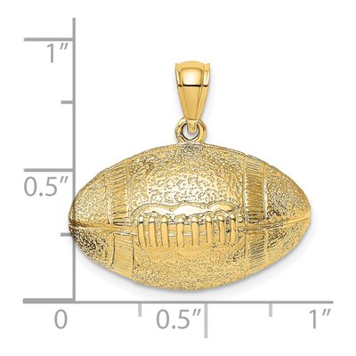 14K Yellow Gold 3-D Football Pendant – view 4