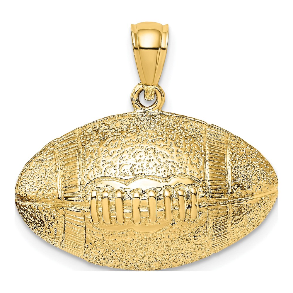 14K Yellow Gold 3-D Football Pendant Charm