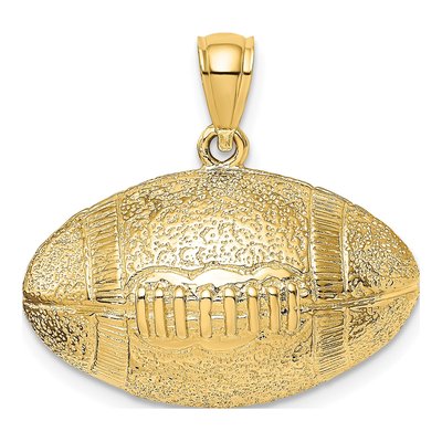 14K Yellow Gold 3-D Football Pendant