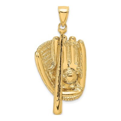 14K Yellow Gold 3-D Baseball Glove Charm
