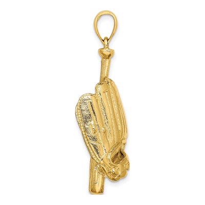 14K Yellow Gold 3-D Baseball Glove Pendant – view 3