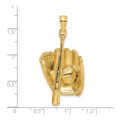 14K Yellow Gold 3-D Baseball Glove Pendant – view 4