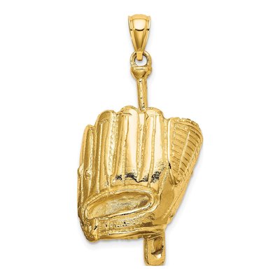 14K Yellow Gold 3-D Baseball Glove Pendant – view 5