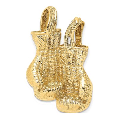 14K Yellow Gold 3-D Boxing Gloves Slide Pendant