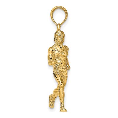 14K Yellow Gold 3D Runner Pendant – view 3