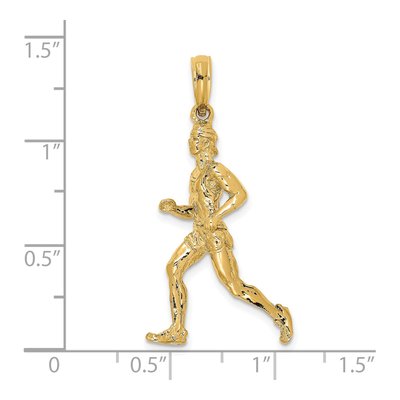 14K Yellow Gold 3D Runner Pendant – view 4