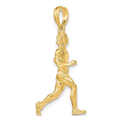 14K Yellow Gold 3D Runner Pendant – view 6