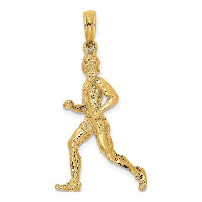 14K Yellow Gold 3D Runner Pendant
