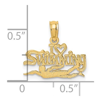 14K Yellow Gold I Heart Swimming Charm – view 4