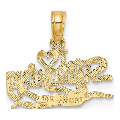 14K Yellow Gold I Heart Swimming Charm – view 5