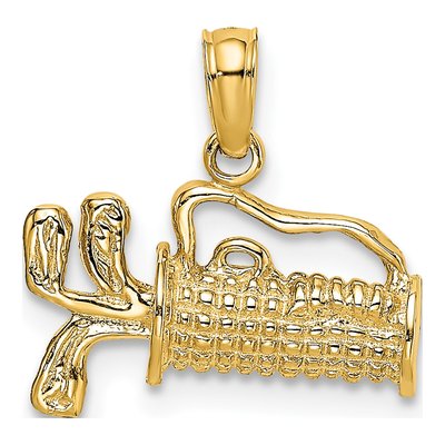 14K Yellow Gold Golf Bag Pendant