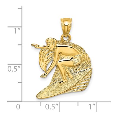 14K Yellow Gold Surfer Wave Pendant – view 4