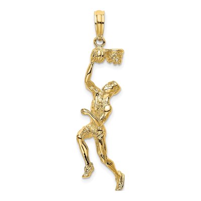 14K Yellow Gold 3-D Basketball Player Charm