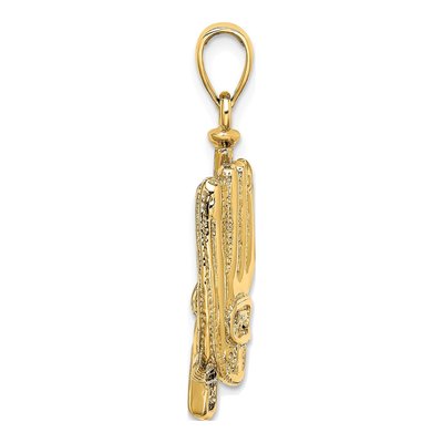 14K Yellow Gold 3D Baseball Glove Bat Ball Charm – view 3