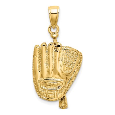 14K Yellow Gold 3D Baseball Glove Bat Ball Charm – view 5