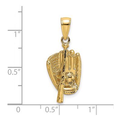 14K Yellow Gold Baseball Glove Bat Ball Charm – view 4