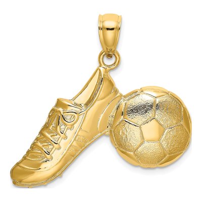 14K Yellow Gold Soccer Ball Shoe Charm