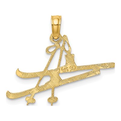 14K Yellow Gold Ski Charm – view 5