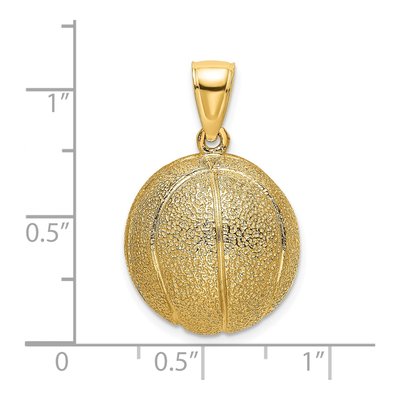 14K Yellow Gold 3-D Textured Basketball Charm – view 4