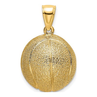 14K Yellow Gold 3-D Textured Basketball Charm