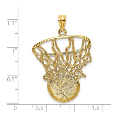 14K Yellow Gold Swoosh Basketball Net Pendant – view 4