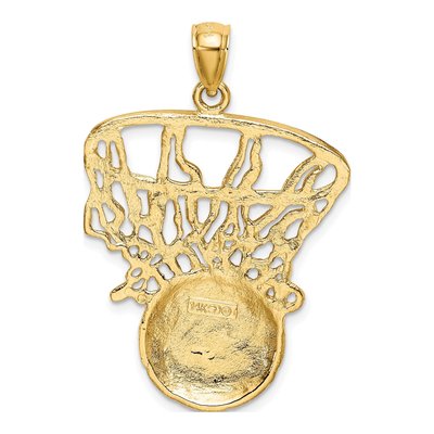 14K Yellow Gold Swoosh Basketball Net Pendant – view 5