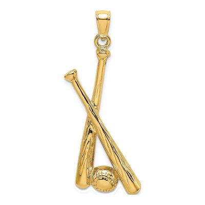 14K Yellow Gold Baseball Bats Ball Charm