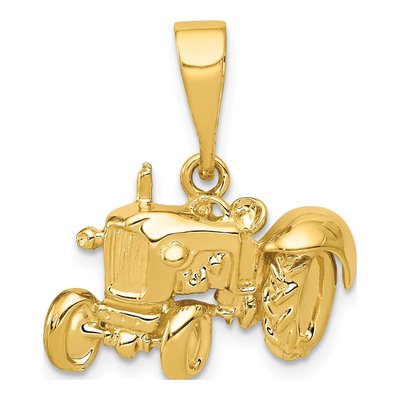 14K Yellow Gold Tractor Pendant