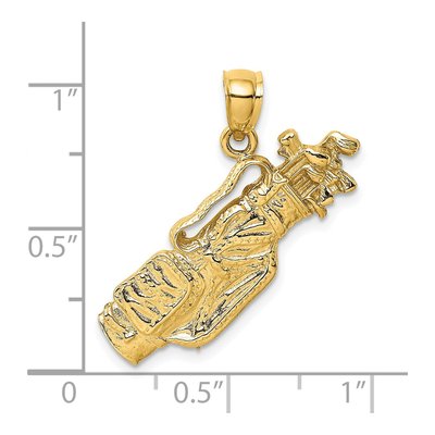 14K Yellow Gold Golf Bag & Clubs Charm Pendant – view 4