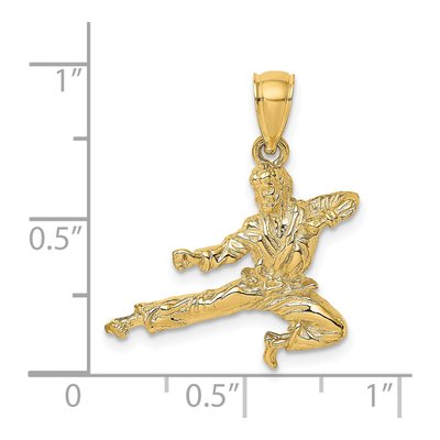14K Yellow Gold 3D Karate Man Pendant – view 4