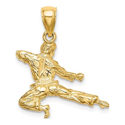 14K Yellow Gold 3D Karate Man Pendant – view 5