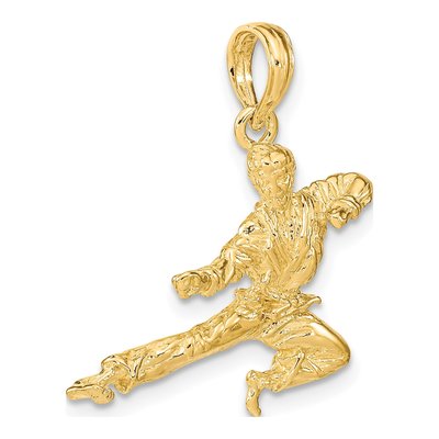 14K Yellow Gold 3D Karate Man Pendant – view 6