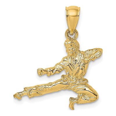 14K Yellow Gold 3D Karate Man Pendant