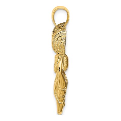 14K Yellow Gold Bodybuilder Barbell Pendant – view 2