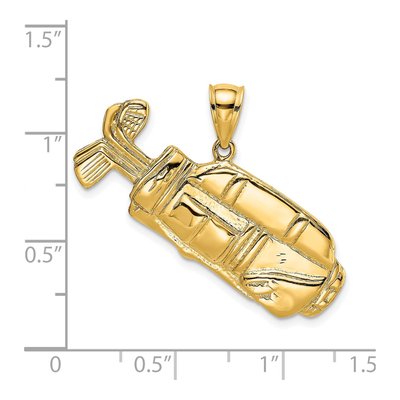 14K Yellow Gold 2-D Large Golf Bag Pendant – view 4