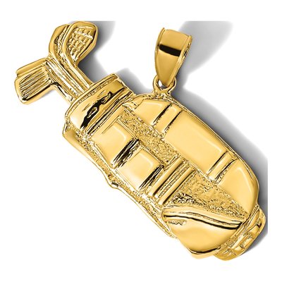14K Yellow Gold 2-D Large Golf Bag Pendant – view 6