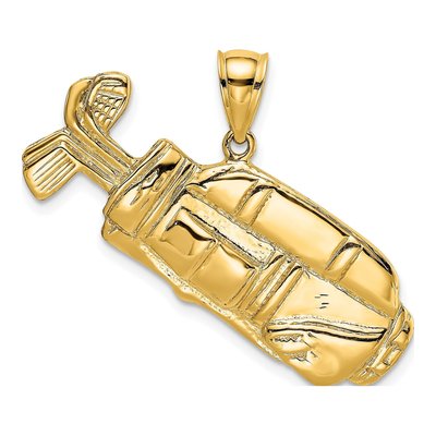 14K Yellow Gold 2-D Large Golf Bag Pendant