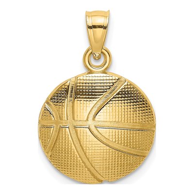 14K Yellow Gold Basketball Pendant