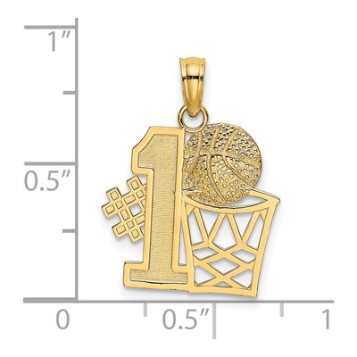 14K Yellow Gold Basketball Number 1 Charm – view 4