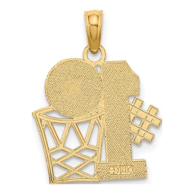 14K Yellow Gold Basketball Number 1 Charm – view 5