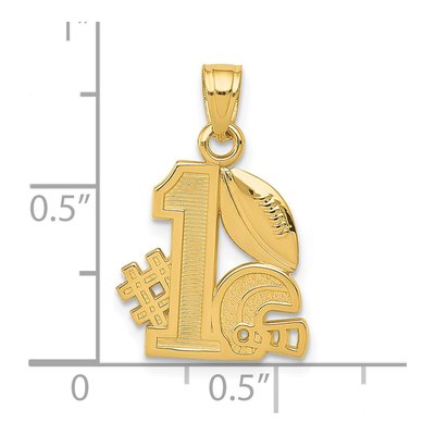 14K Yellow Gold Football Helmet Number 1 Pendant – view 5