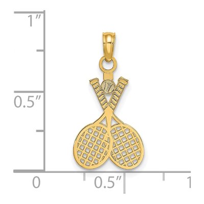 14K Yellow Gold Tennis Racquet Pendant – view 4