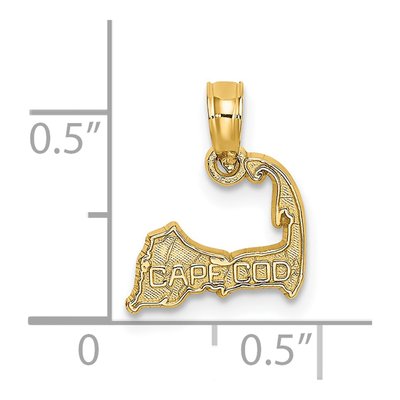 14K Yellow Gold Cape Cod Map Charm – view 4