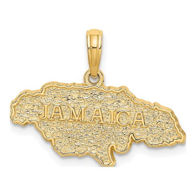 14K Yellow Gold Jamaica Map Pendant