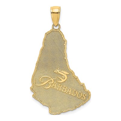 14K Yellow Gold Barbados Map Pendant