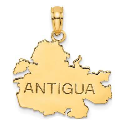 14K Yellow Gold Antigua Map Pendant