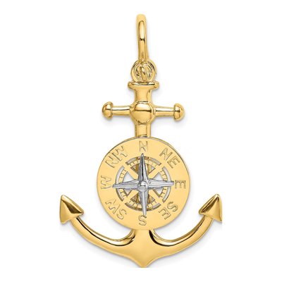 14K Two-Tone Gold Anchor Compass Charm – view 2