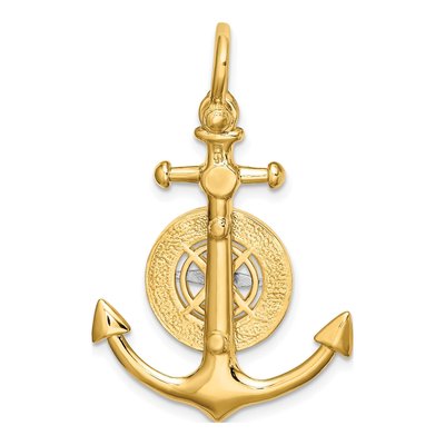 14K Two-Tone Gold Anchor Compass Charm – view 4