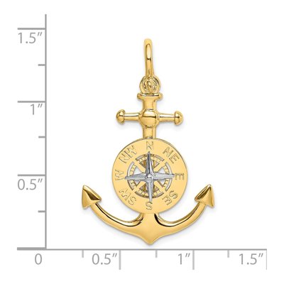 14K Two-Tone Gold Anchor Compass Charm – view 5